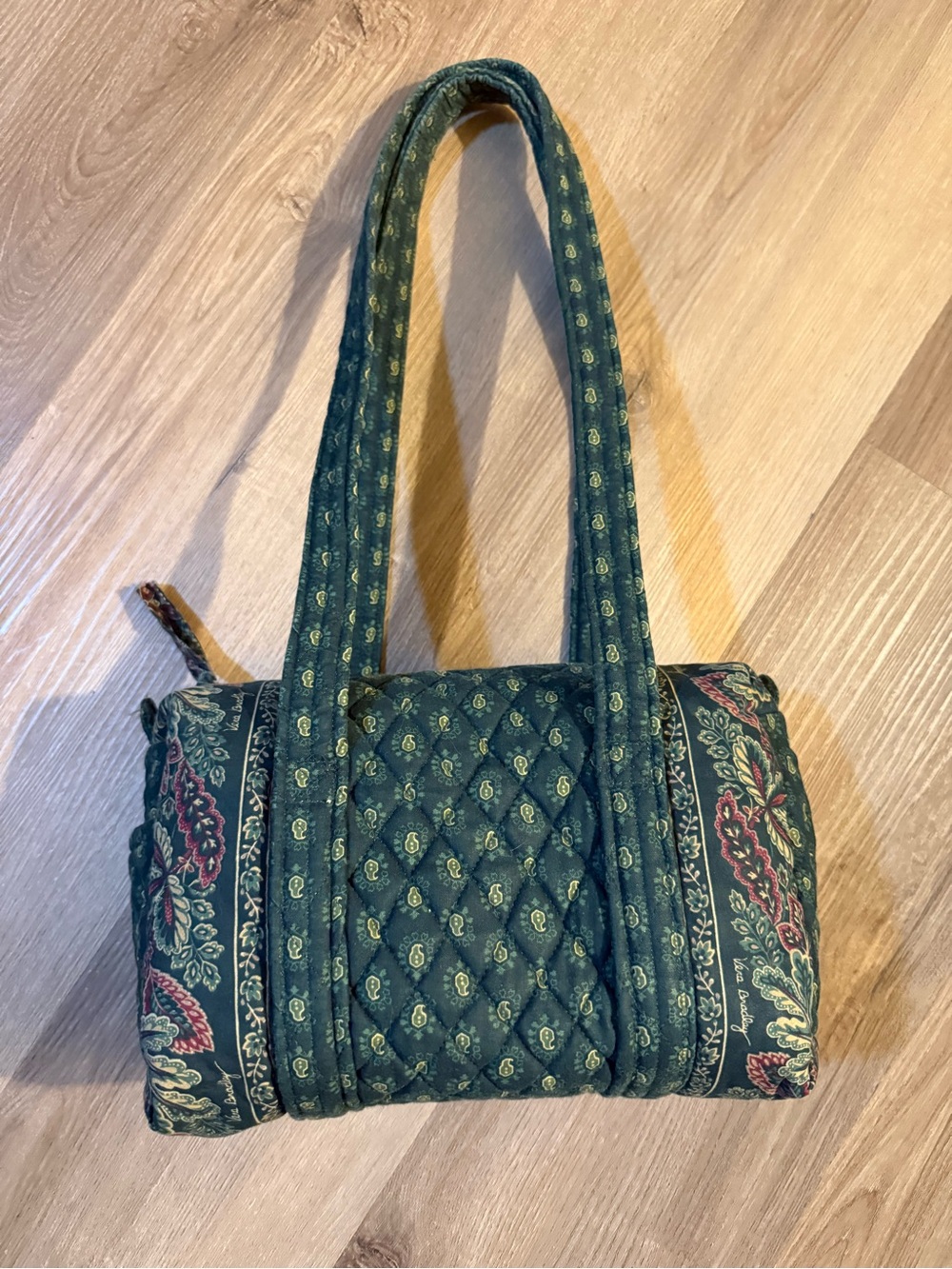 Rare Vintage Vera Bradley Quilted Teal Paisley Barrel Bag